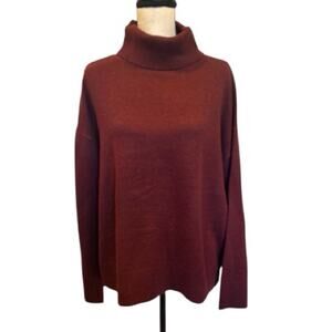 Preston & York Wool Blend Raisin Maroon Turtleneck Sweater NWT Large